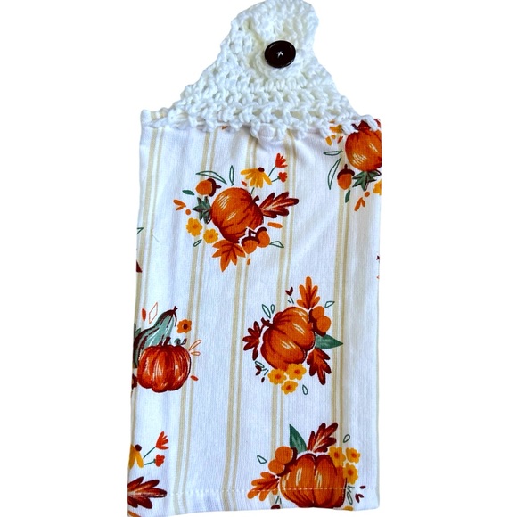 Hand Crafted Other - HAND CRAFTED Crochet Top Fall Pumpkins Hanging Kitchen or Bathroom Hand Towel